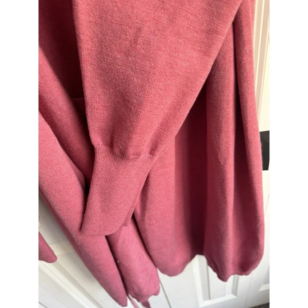 Lulus Rose Pink Long Sleeve Wrap Sweater Mini Dress Women's Size Medium - Picture 6 of 9